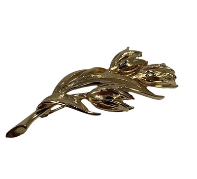 Винтажный Моне золотистый тюльпан цветок брошь заколка цветочный костюм ювелирных изделий подарок - Изображение 1 из 4