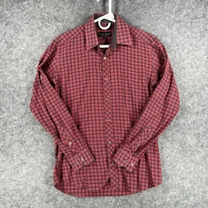 Jared Lang Men's S Red Black Plaid Long Sleeve Button Down Shirt 100% Cotton - Picture 1 of 8