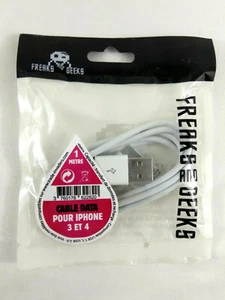 Data Charging Cable 1 Meter for iPhone 3 and 4 Freaks and Geeks New and Sealed - Picture 1 of 2