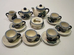 Boleslawiec Poland 18-Piece Child Tea Set, Leaf and Berry Design - Picture 1 of 10