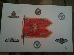 Militär Postkarte Guidon Armee Luftkorps AAC Flügel von Alix Baker - Bild 1 von 1