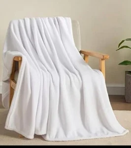 BEDELITE 50 in x 60 in Fleece Throw Blanket for Couch & Bed, Plush White Cozy - Picture 1 of 9
