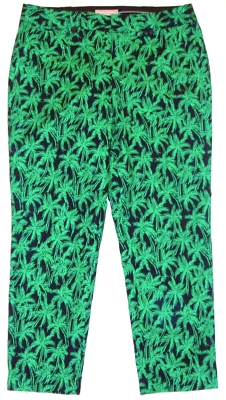 Banana Republic Women Pants size 12 Martin Fit Cotton Green Palm Tree Print - Image 1 of 4