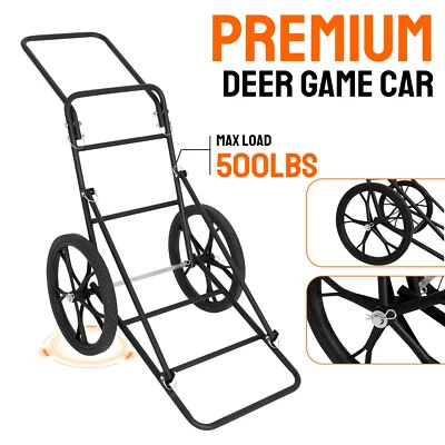 FIRST.RACING Steel Folding Deer Cart 500lbs Larger Capacity Hauler Utility Gear Dolly Hunting