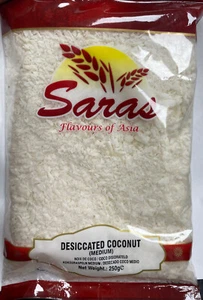 Saras Flavours Of Asia Desiccated Coconut (Medium) 250g Free & Fast Delivery New - Picture 1 of 1