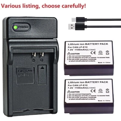 LP-E10 battery or charger for Canon Rebel T5 T6 T7 EOS 1200D 1300D 1500D 4000D - Image 1 of 4