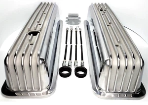 Finned Aluminum Valve Covers Chevy Center Bolt 305 350 5.0 5.7 Vortec Tall - Picture 1 of 5