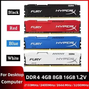 Kingston HyperX FURY DDR4 4GB 8GB 16GB 3200 2400 2666 Desktop RAM Memory DIMM - Picture 1 of 13