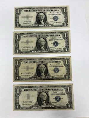 4 Note Lot- (3) 1957 B $1 Silver Certificate (1) 1935 B $1 Silver Certificate X - Image 1 of 4