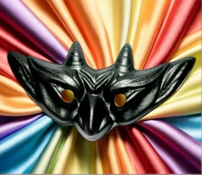 Masquerade Black Devil Horned Bat Eye Mask With Elastic Fitting Brand New Rare - Image 1 of 4