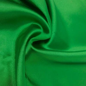 Charmeuse Satin Fabric Stretch | 58" Wide | Silky, Bridal | By Yard Kelly Green - Picture 1 of 2