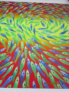Hand Painted Ocean marine life, Fish Oil Painting, Framed Art Wall Decor, 60cm - Picture 1 of 4