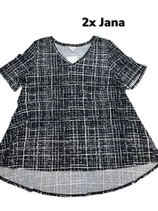 2xl Lularoe Jana Empire Cintura Negro Blanco Estampado Se Ajusta 22/24 - Imagen 1 de 1