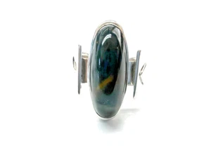 Dark Agate Gemstone 925 Sterling Silver Fine Art Ring Size 7 - Picture 1 of 15