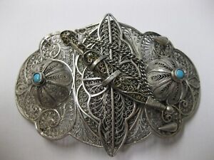Gürtelschnalle Silber 800 Russland Handarbeit Türkis Jugendstil von ca. 1910