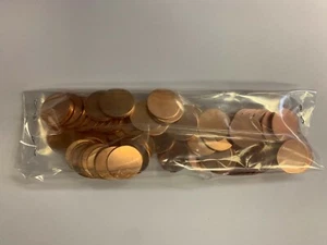 Copper round Disc Drops 10oz  .788  inch diameter. .035-.047 thk (100) pcs/ bag - Picture 1 of 3