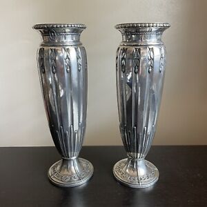 Antique PAIR Art Nouveau Christofle Silver Plated Vase France SIGNED Gallia WOW