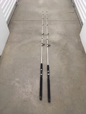 2 Shakespeare Tiger Spinning Rods 7’ Fresh/Saltwater Catfish/Trolling Med BLACK - Image 1 of 4