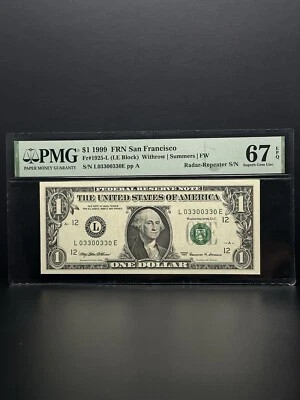 1988-$1 DOLLAR BILL RADAR- REPEATER SN Very Nice Piece For Your Collection. - Image 1 of 2