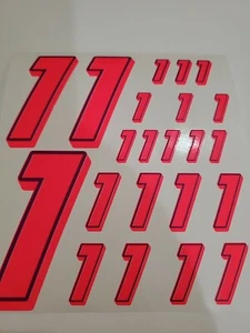 PINK FLUORESCENT /blue Racing #1's vinyl Decal Sheet 1/8-1/10-1/12 RC Modelx - Picture 1 of 11