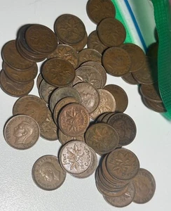 Lot of 50 Canada 1 Cent Pennies King George VI 1937–1952 Pre-Elizabeth Coins - Picture 1 of 2