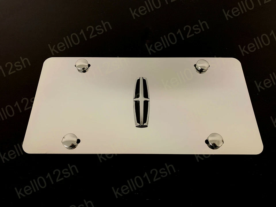 1pc 3D LincolnCrossLogo Aluminum Mirrored Chrome FRONT License Plate +screwcaps - Image 1 of 1