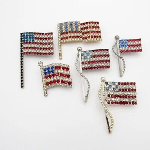 Collezione patriottica vintage di 6 spille, spille, bandiere americane Bauer - Foto 1 di 4