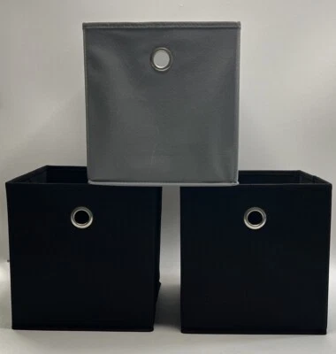 Mainstays Collapsible Fabric Cube Storage Bin (10.5 x 10.5), 3 - 2 Black, 1 Gray - Image 1 of 4