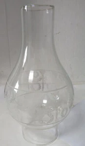 Vintage 3" Fitter 8.5" LAUREL Stencil Kerosene Lamp GLASS CHIMNEY GLOBE - Picture 1 of 5