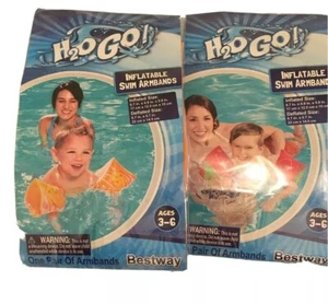 Lot Of 2-H2O Go Inflateable Swim Armbands 1 Pair Each Ages 3-6 - Picture 1 of 3