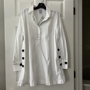 NWT CHICO'S NO IRON CHIC STRETCH OPTIC WHITE TUNIC BLOUSE size 2 - Picture 1 of 7