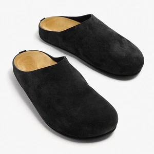 Damen-Sandalen Kunstleder-Clogs Korkfußbett Leder-Pantoletten Größe 9 Slipper schwarz - Bild 1 von 4