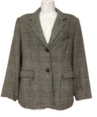 Blazer BLOOMINGDALES Mujer’s 8P Negro Gris Ventana Cuadros Cachemira Academia Foto 1 de 4