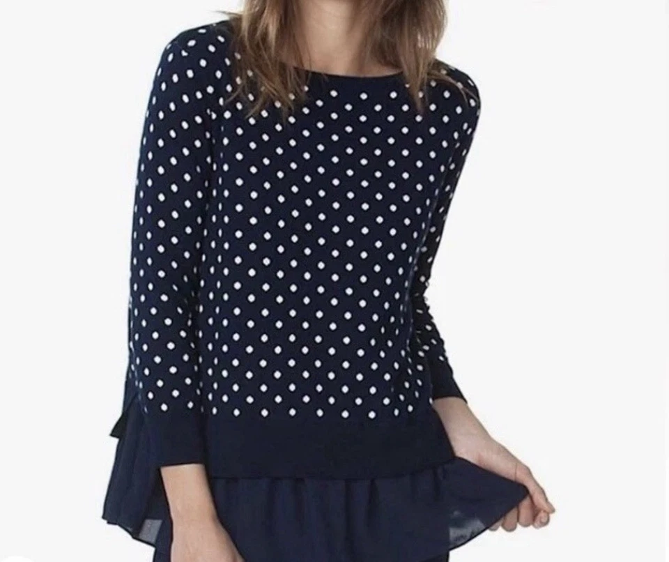 Suéter Top Chaps Para Mujer Capa Simulada L L L L Azul y Blanco Preppy Foto 1 de 4