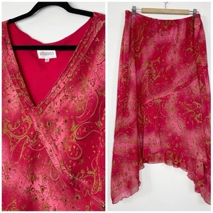 De Colección Studio I Conjunto 22W Paisley Asimétrico Midi Falda Top Fairycore Caprichoso - Imagen 1 de 19