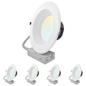 LUXRITE 10" LED Recessed Light J-Box 5CCT 24/30/37W Dimmable Wet Rated 4 Pack - Picture 1 of 7
