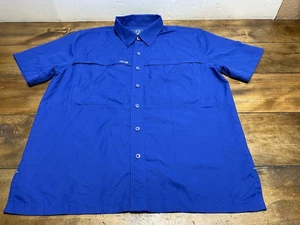 GameGuard Outdoor Fishing Shirt Mens L Blue Vented Short Sleeve 100% Polyester - Picture 1 of 10