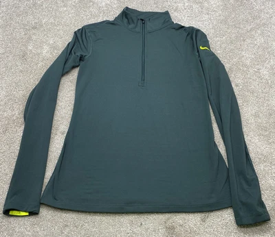 Nike PRO DRI-FIT Women's Large 1/2 Zip Pullover Top 803145-364 Dark Green 6976 - Image 1 of 4
