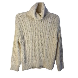 Pilcro Anthropology Oversized Cowl Neck Cable Knit Sweater Ivory Women's XS - Picture 1 of 4