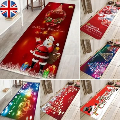 Christmas Anti-Slip Room Rug Carpet Xmas Party Floor Door Runner Mat Area Rug UK - Image 1 of 4