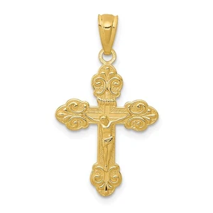 14k Gelbgold poliert INRI kleines Kruzifix Anhänger XR1494 - Bild 1 von 4