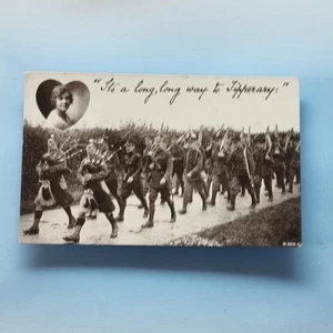 WW1 Sweetheart Postcard C1918 Real Photo Scottish Regt Tipperary Sing Reference - Picture 1 of 2