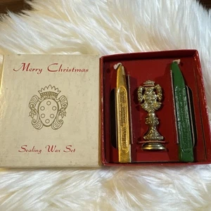 VTG Freund-Mayer Christmas SEALING WAX SET w/ Seal & 2 Sticks - Picture 1 of 6