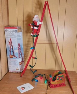Stepping Santa climbs up and down ladder W 15 Christmas carols play Mr Christmas - Picture 1 of 24