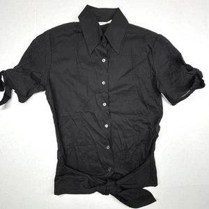 Rayure Paris Whimsigoth Black Eyelet Button Up 38 Blouse Collared Tie Y2K NWOT - Picture 1 of 10