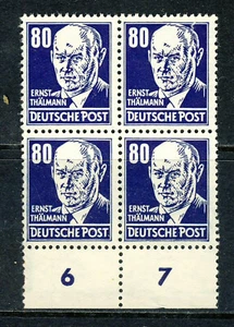 GERMANY OCCUPIED RUSSIAN ZONE 1948 80pf Ernst Thalmann BLOCK OF FOUR SG R47 MNH - Picture 1 of 2