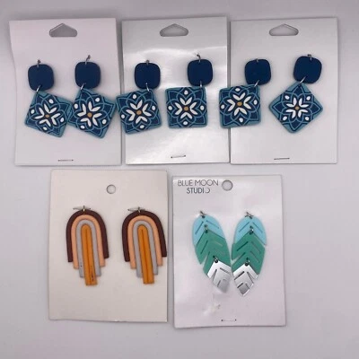 5 pares de pendientes colgantes boho de arcilla polimérica para hacer joyas hágalo usted mismo Foto 1 de 4