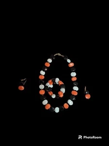 KAZURI Ceramic Kazuri Handmade Lozenge Beads Necklace,Earing,Bracelet Set - Picture 1 of 6