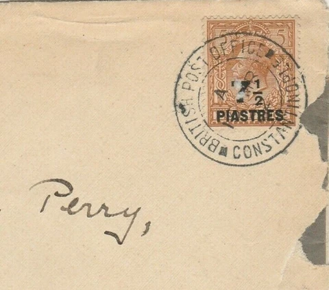 ENGLAND-TURKEY British Post Office COSTANTINOPLE Tied 7.50 p.t. Letter 1932 Cover