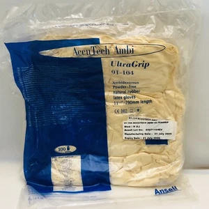 Ansell Ambidextrous Natural Rubber Latex Gloves Large UltraGrip 11.5" Long - Picture 1 of 9